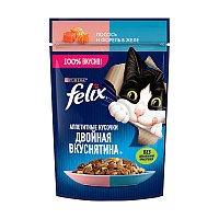 "Felix Двойная вкуснятина" Пауч для взрослых кошек лосось и форель в желе 75г