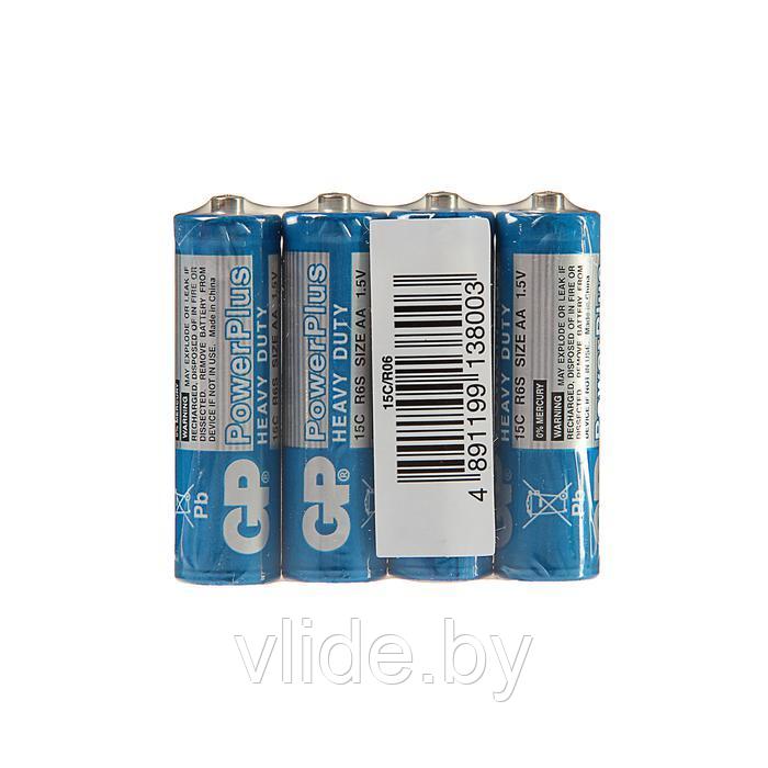 Батарейка солевая GP PowerPlus Heavy Duty, AA, R6-4S, 1.5В, спайка, 4 шт. - фото 2 - id-p197858555