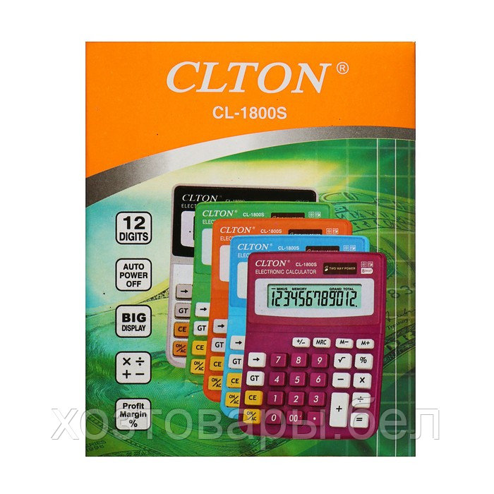 Калькулятор настольный 12-разрядный CL-1800S Clton двойное питание цвет МИКС - фото 5 - id-p197858691