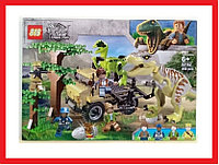 82162 Конструктор Атака Тираннозавра и Раптора: Мир Юрского периода, аналог Lego Jurassic world, 450 деталей