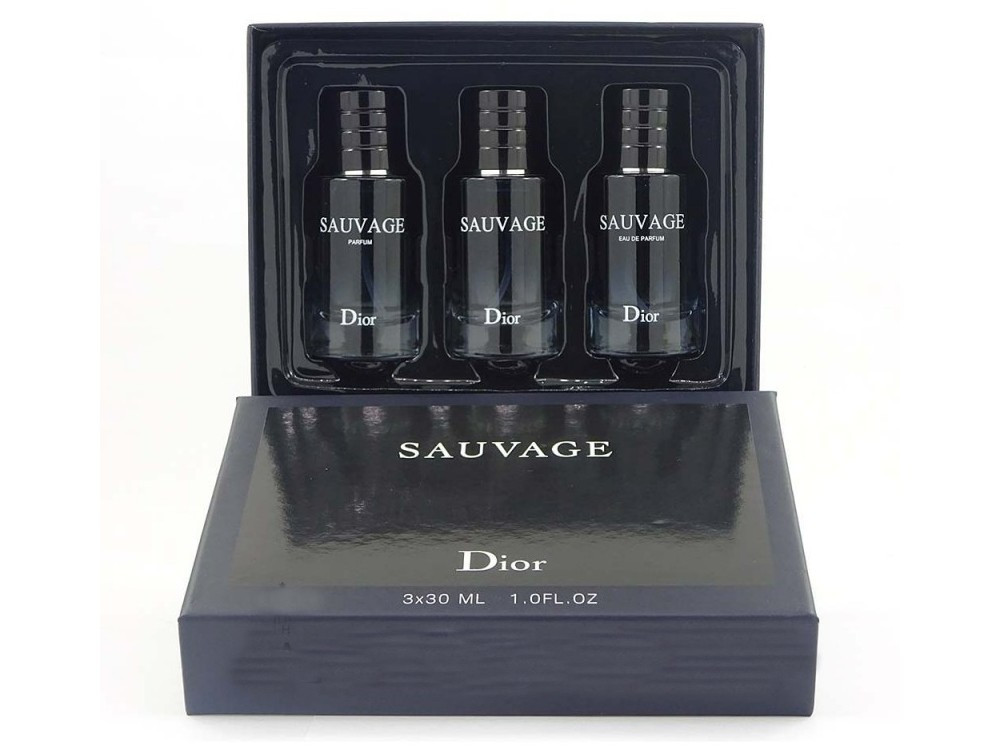 Мужской подарочный набор Christian Dior Sauvage 3 по 30ml (PREMIUM)