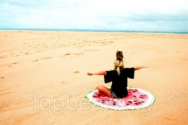 Круглое пляжное парео / селфи коврик / пляжная подстилка / пляжное покрывало / пляжный коврик Пончик розовый - фото 3 - id-p196972280