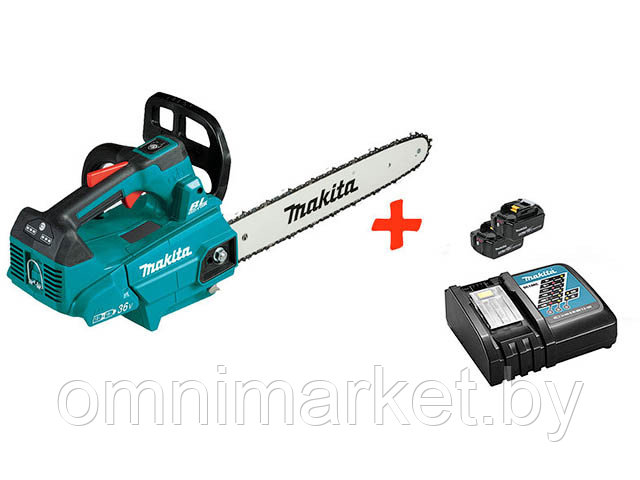 Аккум. пила цепная MAKITA DUC 356 Z шина 35 см (14"), 3/8,1.1 мм + АКЦИЯ (2 аккумулятора и зарядное) (18+18 В, - фото 1 - id-p197869291