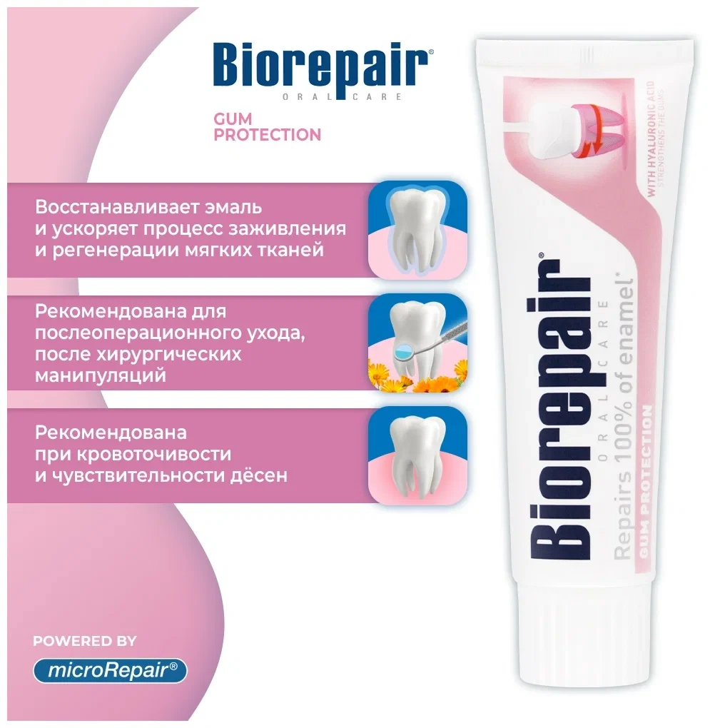 Зубная паста BioRepair/Биорепейр Gum Protection для защиты десен, 75 г - фото 1 - id-p197765337