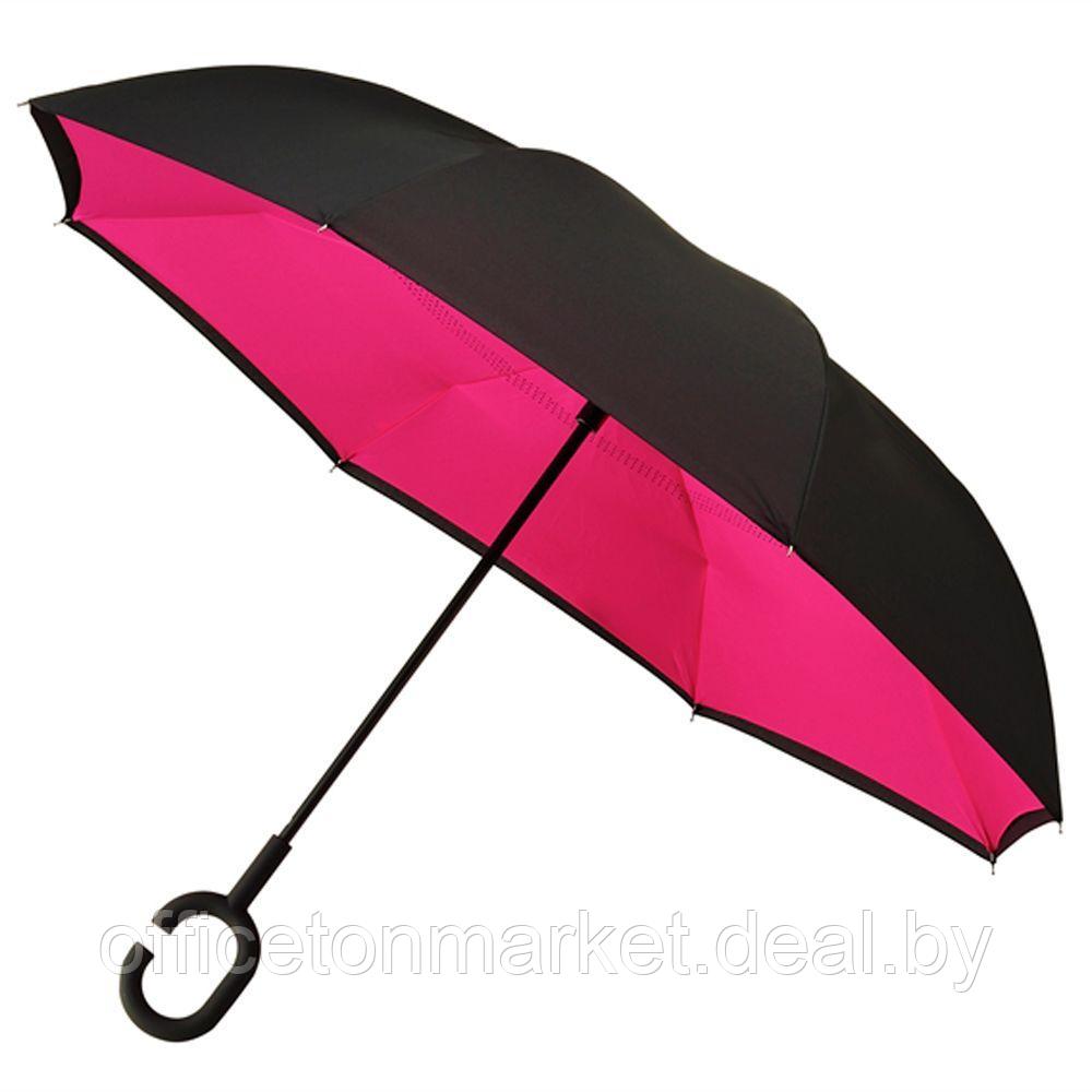 Зонт-трость "RU-6", 107 см, черный, розовый - фото 1 - id-p192083888