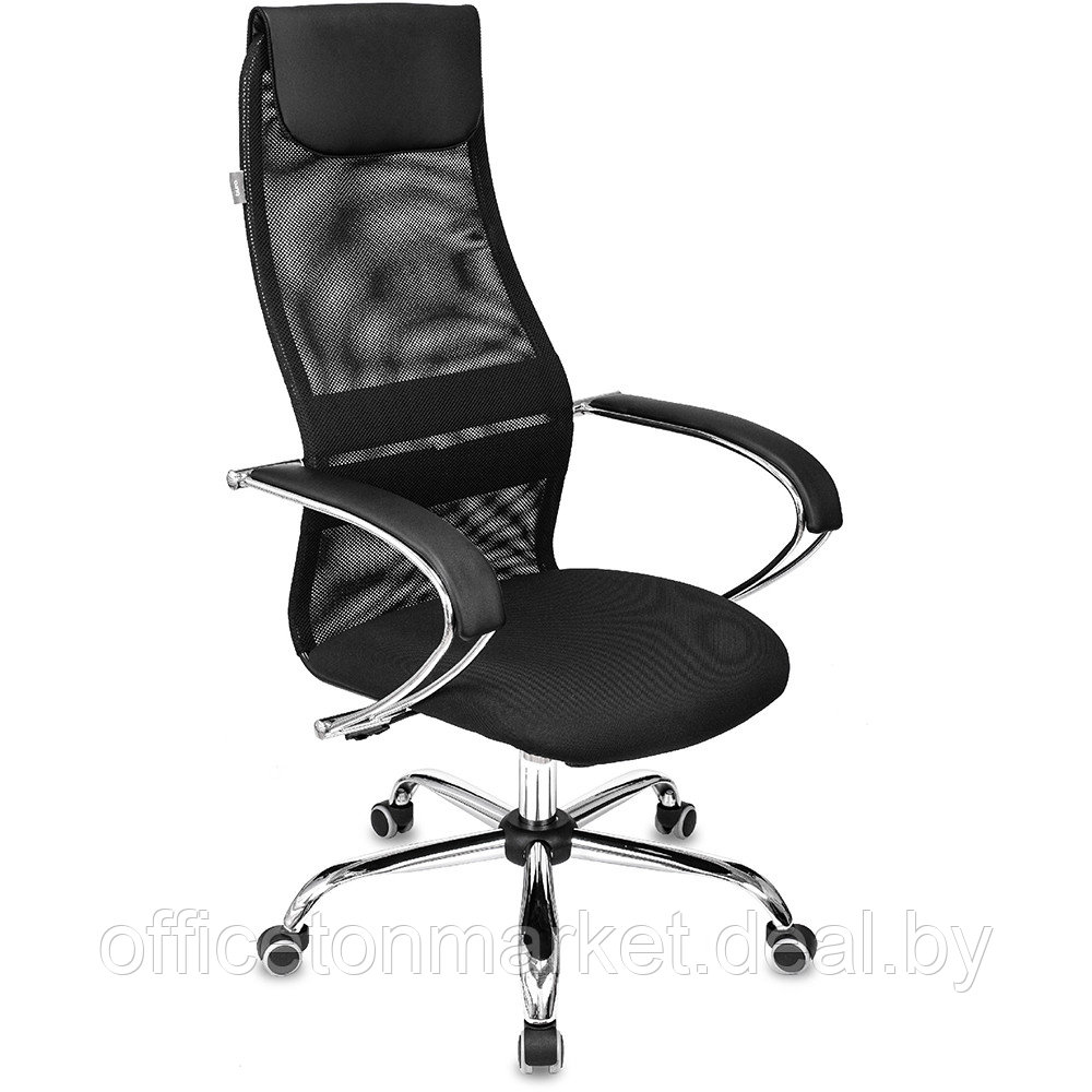 Кресло руководителя "Бюрократ CH-607SL TW-01 Neo Black", сетчатая ткань, хром, черный - фото 1 - id-p196954211
