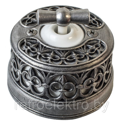 Выключатель 1-кл. проходной Salvador,Состаренное серебро (белый/серебристый), фото 2