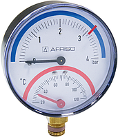 Термоманометр ТМ80, 1/2", 0 - 4 бар, 20-120 С°, радиальный. AFRISO 63337