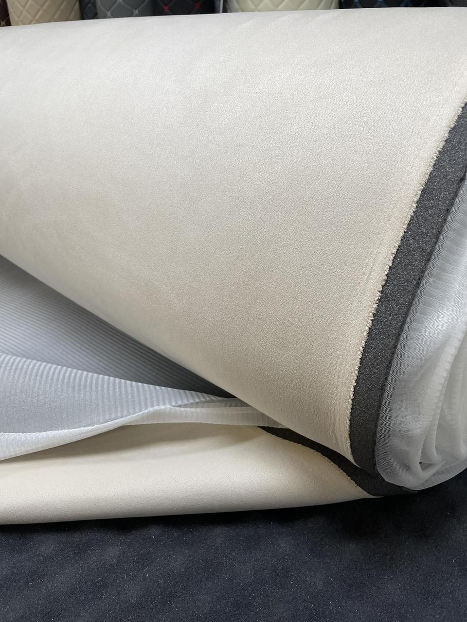 Потолочная ткань алькантара (Premium) на поролоне 3мм. / ламинирование нижнего слоя сетка / бежевая /Корея - фото 2 - id-p197892784