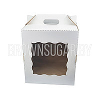 Коробка - чемодан для торта с окном с рисунком (Беларусь, 260х260х300 мм)