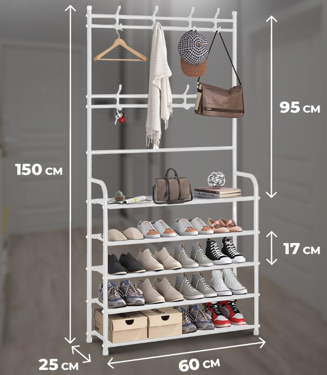 Вешалка для обуви и одежды с полками и крючками Clothers rack150см - фото 4 - id-p197895723