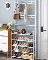 Напольная вешалка для обуви и одежды с полками и крючками Clothers rack / стойка для вещей / этажерка