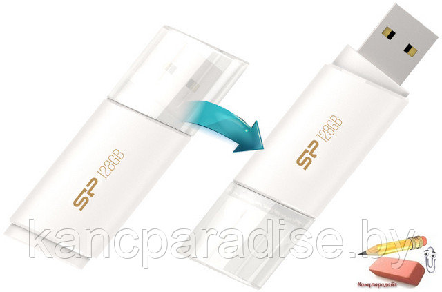 Флеш-накопитель Silicon Power (USB Flash Drive), 64 Gb, UFD 3.0, Blaze B06, White, арт.SP064GBUF3B06