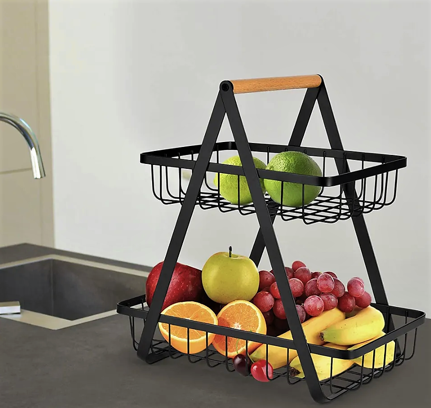 Корзина для хранения фруктов, овощей, посуды Home storage rack / фруктовница / хлебница / органайзер двухъярус - фото 1 - id-p197899474