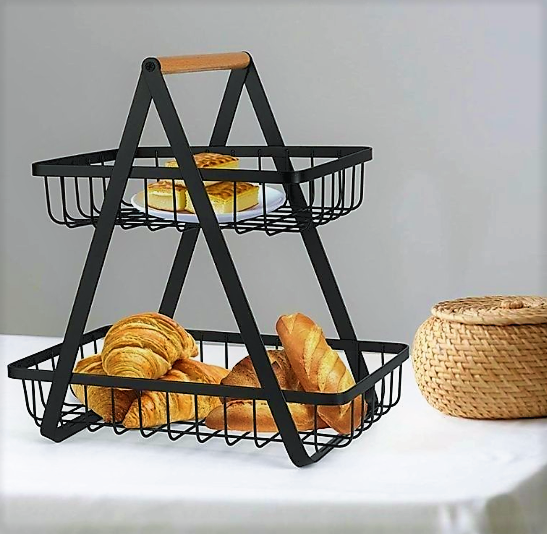 Корзина для хранения фруктов, овощей, посуды Home storage rack / фруктовница / хлебница / органайзер двухъярус - фото 6 - id-p197900206