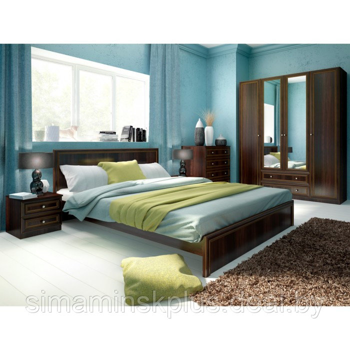 Кровать с настилом и спинкой стандарт Беатрис Модуль-6 1600х2000 Орех Гепланкт - фото 2 - id-p197899171