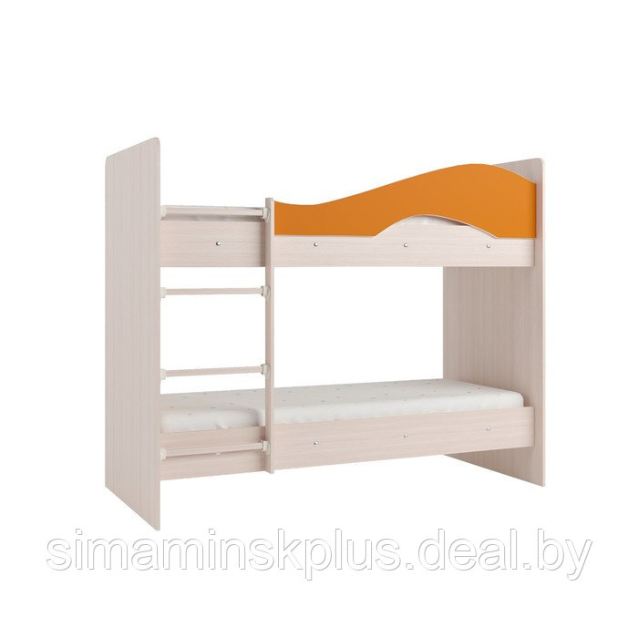 Кровать 2-х ярусная 800х1900 млечный  дуб/оранж