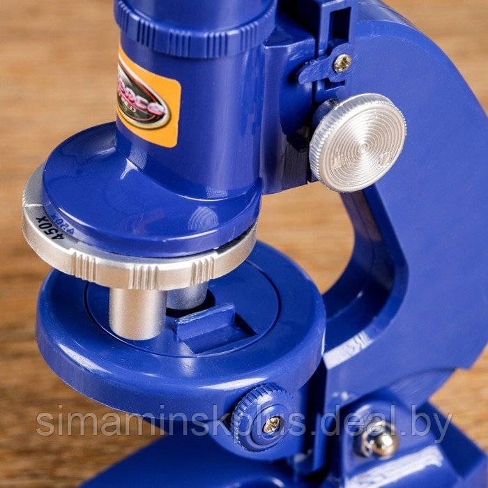 Микроскоп "Биология", кратность увеличения 450х, 200х, 100х, с подсветкой, синий - фото 4 - id-p197897240