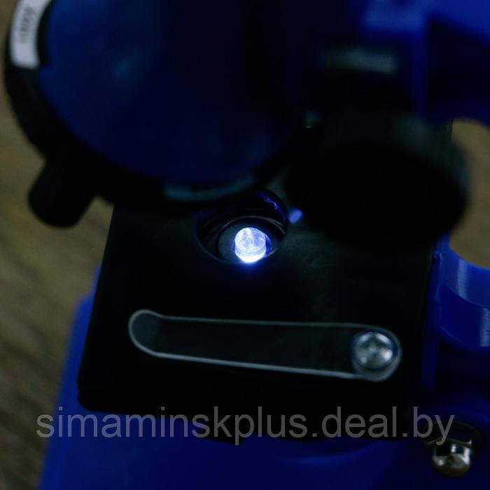 Микроскоп, кратность увеличения 600х, 300х, 100х, с подсветкой, 2АА, синий - фото 7 - id-p197897245