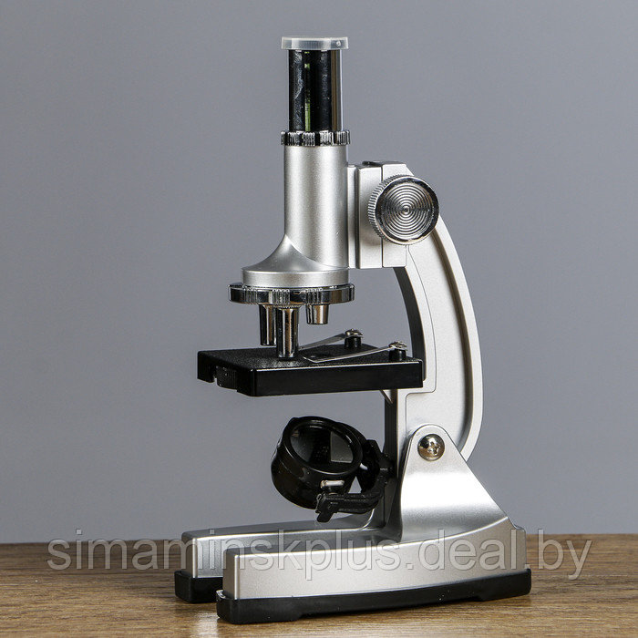 Микроскоп "Исследование", кратность увеличения 600х, 300х, 100х, с подсветкой, серебристый - фото 3 - id-p197897254