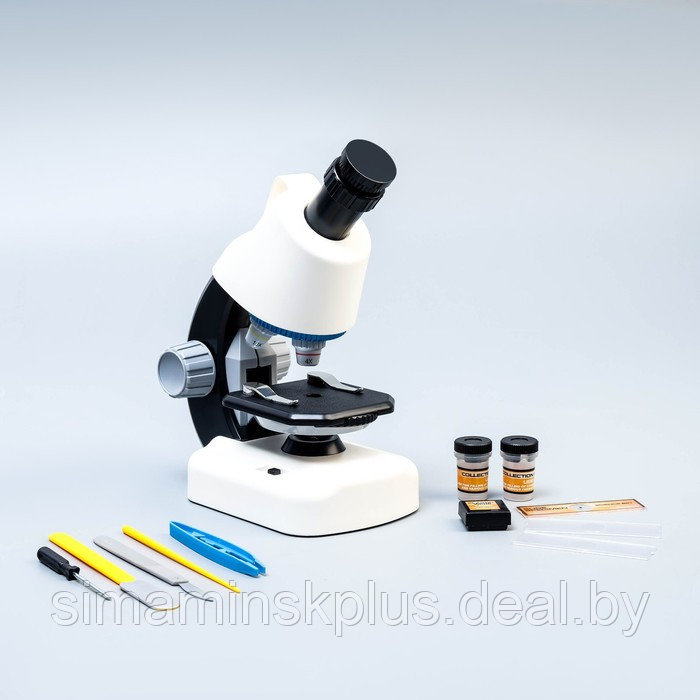 Микроскоп "Юный биолог" кратность до х1200, белый, подсветка - фото 1 - id-p197897256