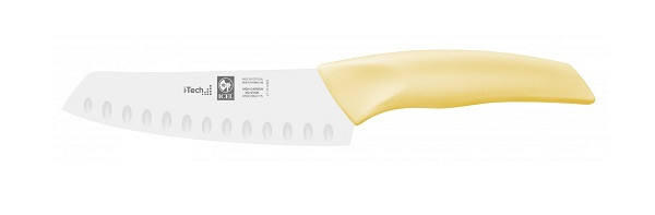 Icel (Португалия) Нож японский Santoku 140/260 мм. с бороздками, желтый I-TECH Icel /1/12/ - фото 1 - id-p188900223