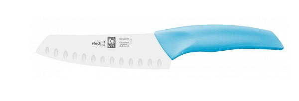 Icel (Португалия) Нож японский Santoku 140/260 мм. с бороздками, голубой I-TECH Icel /1/12/ - фото 1 - id-p188900237