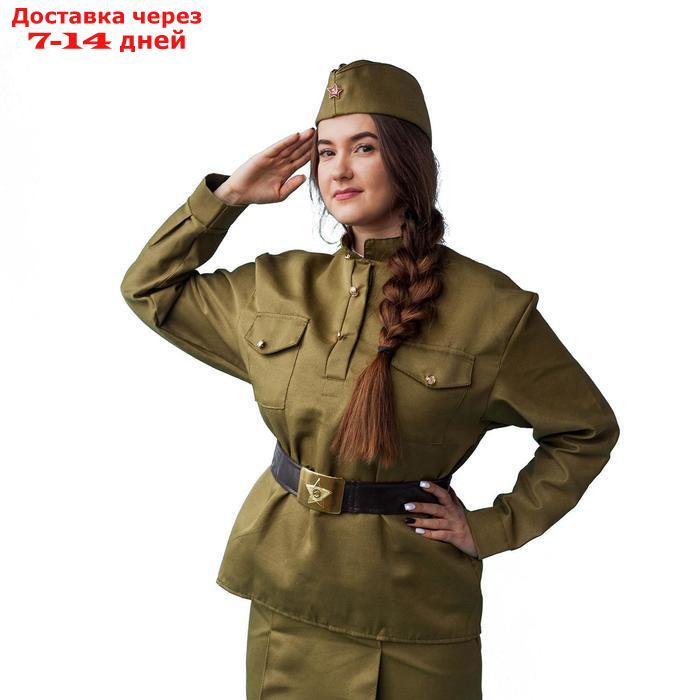 Карнавальный костюм "Солдаточка", пилотка, гимнастёрка, ремень, р. 52-54 - фото 2 - id-p197864124