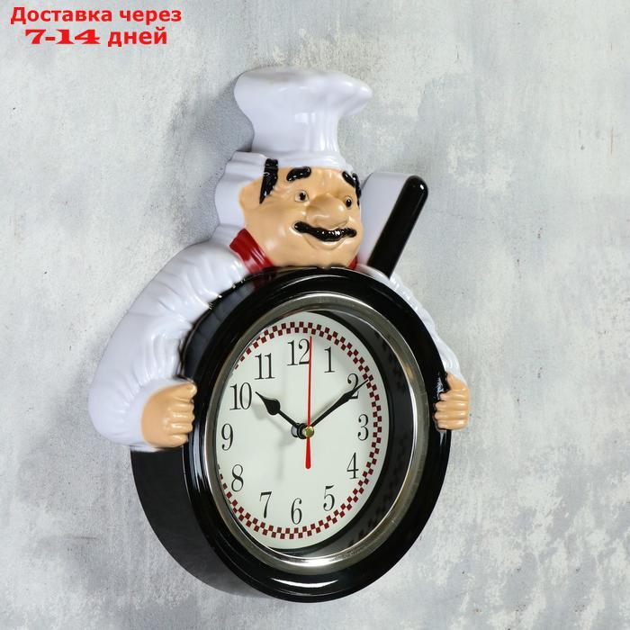 Часы настенные, серия: Кухня, "Повар со сковородой", 26.5х20см - фото 2 - id-p197862698