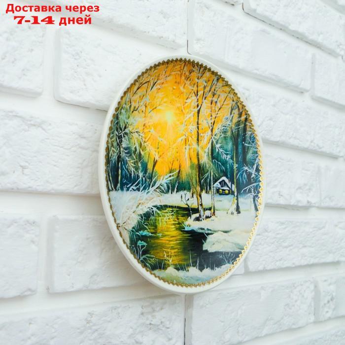 Тарелка декоративная "Зимний лес", с рисунком на холсте, D = 19,5 см - фото 8 - id-p197866149