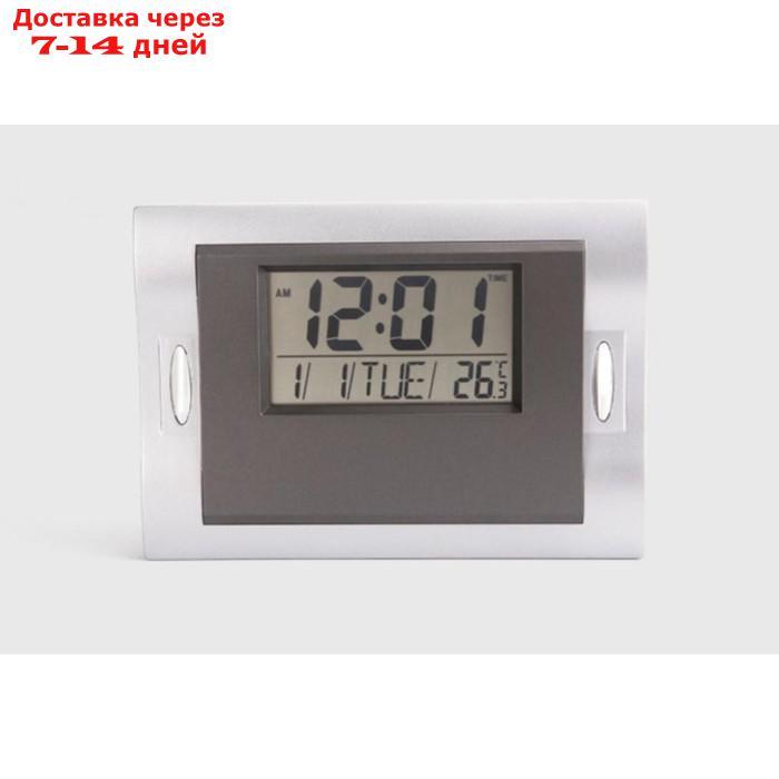 Часы настенные электронные: будильник, термометр, календарь 2 ААА, формат 24 ч, микс - фото 2 - id-p197862925