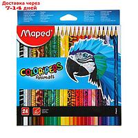 Карандаши трёхгранные 24 цвета, Maped Color Peps Animals