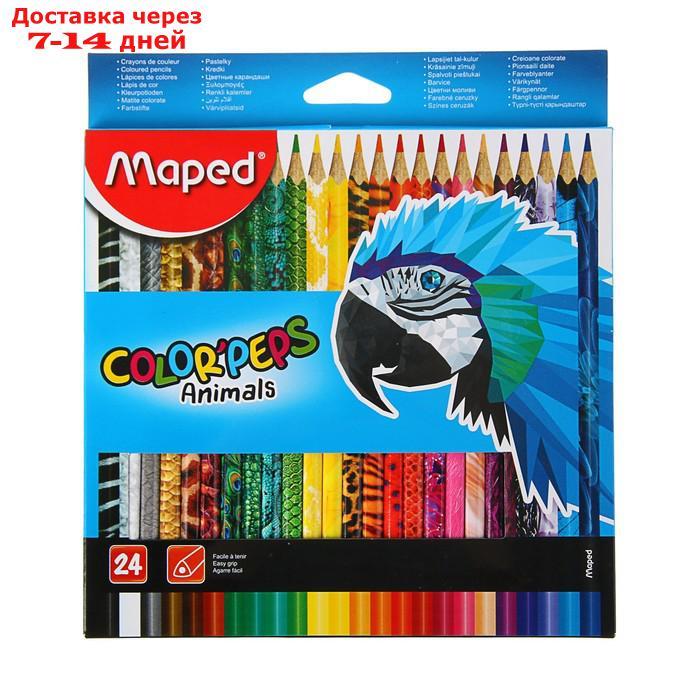 Карандаши трёхгранные 24 цвета, Maped Color Peps Animals - фото 1 - id-p197862959