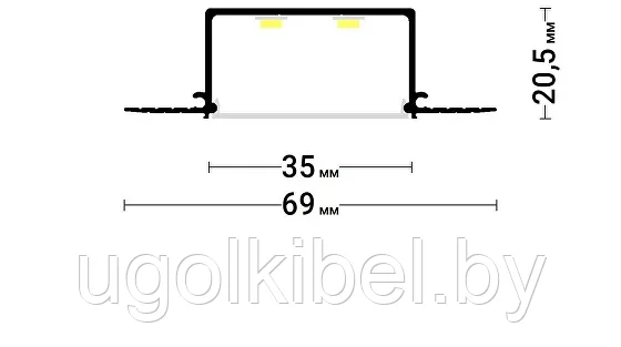 Профиль для световых линий Flexy GIPS LINE 35 - фото 2 - id-p197946670