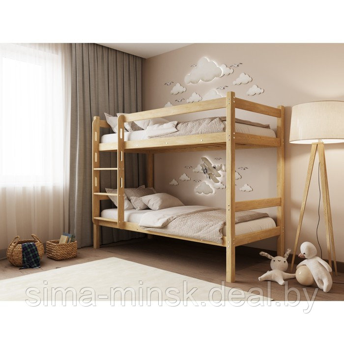 Двухъярусная кровать «Мартина», 700 × 1600 мм, массив, без покрытия, цвет сосна - фото 1 - id-p198006770