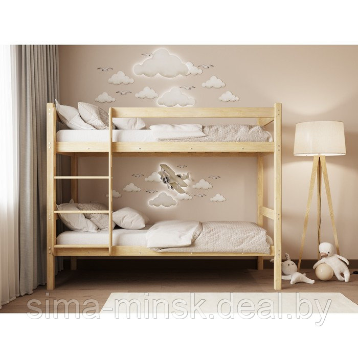 Двухъярусная кровать «Мартина», 700 × 1900 мм, массив, без покрытия, цвет сосна - фото 2 - id-p198006771