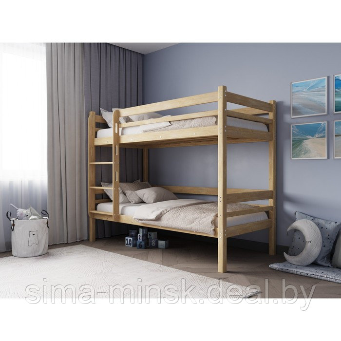 Двухъярусная кровать «Фабиа», 700 × 1600 мм, массив, без покрытия, цвет сосна - фото 1 - id-p198006777