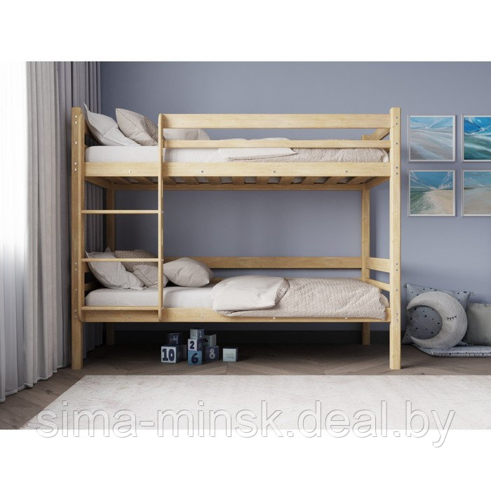 Двухъярусная кровать «Фабиа», 700 × 1600 мм, массив, без покрытия, цвет сосна - фото 2 - id-p198006777