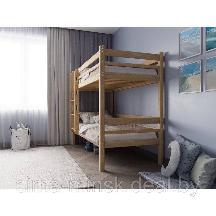 Двухъярусная кровать «Фабиа», 700 × 1600 мм, массив, без покрытия, цвет сосна - фото 3 - id-p198006777