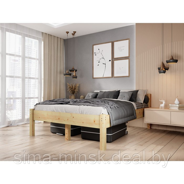 Высокая кровать «Виста», 1400 × 2000 мм, массив, без покрытия, цвет сосна - фото 1 - id-p198006891