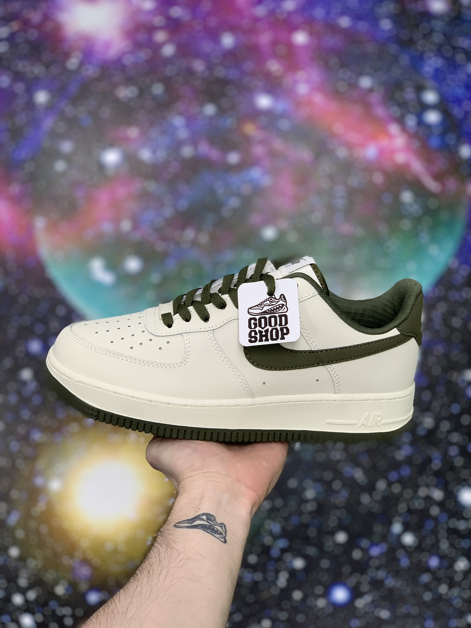 Кроссовки Nike Air Force 1 '07 Beige Army Green