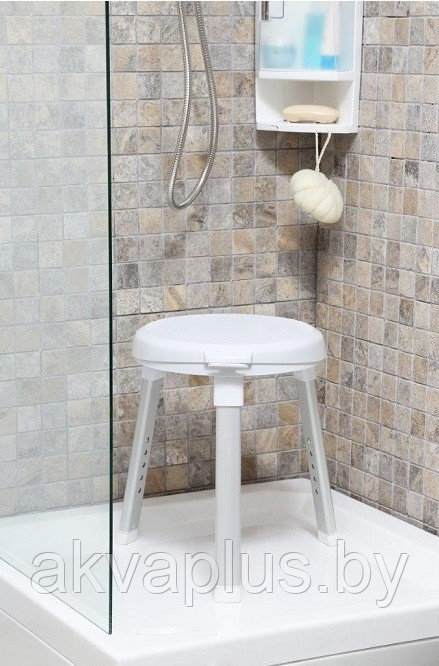 Табурет для ванной Primanova с поворотным сиденьем (на 360 градусов), белый M-KV27-01 - фото 1 - id-p187153596