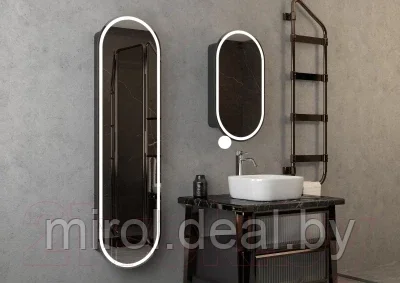 Шкаф с зеркалом для ванной Континент Elmage Black Led 45x160 - фото 7 - id-p198015211