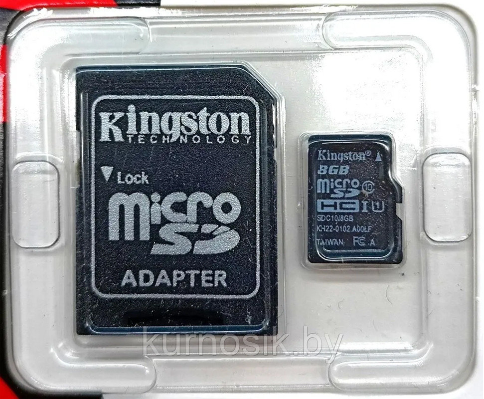 Карта памяти MicroSD 8 Gb Kingston 10 class с переходником (адаптер) - фото 10 - id-p198026275