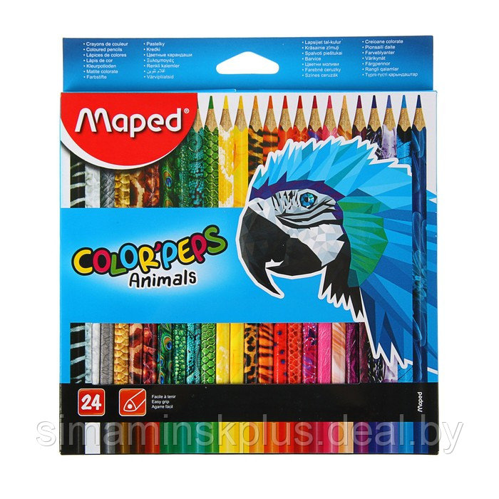 Карандаши трёхгранные 24 цвета, Maped Color Peps Animals - фото 1 - id-p198027711