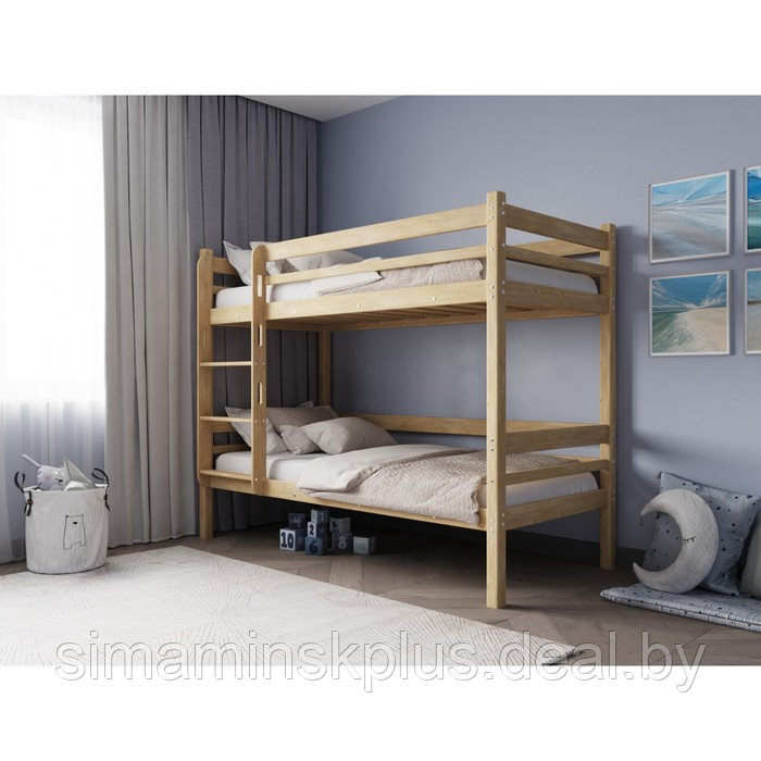 Двухъярусная кровать «Фабиа», 700 × 1600 мм, массив, без покрытия, цвет сосна - фото 1 - id-p198028555