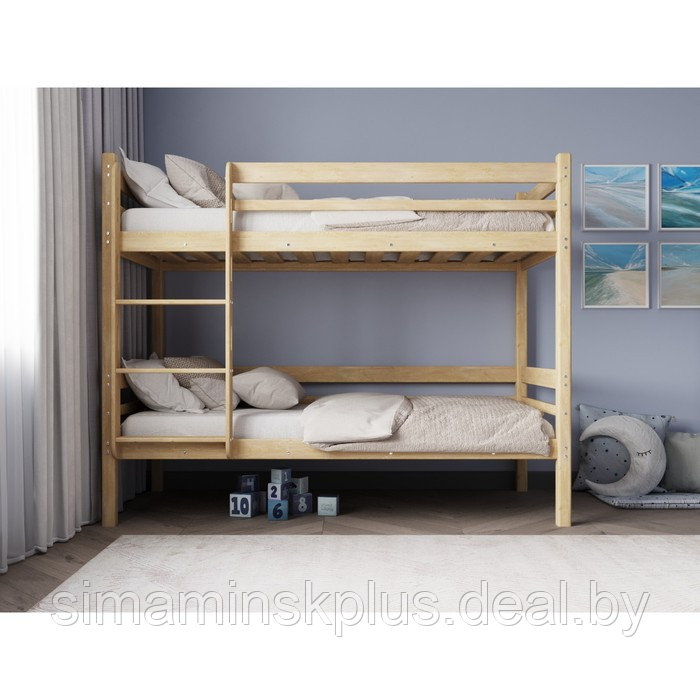Двухъярусная кровать «Фабиа», 700 × 1600 мм, массив, без покрытия, цвет сосна - фото 2 - id-p198028555