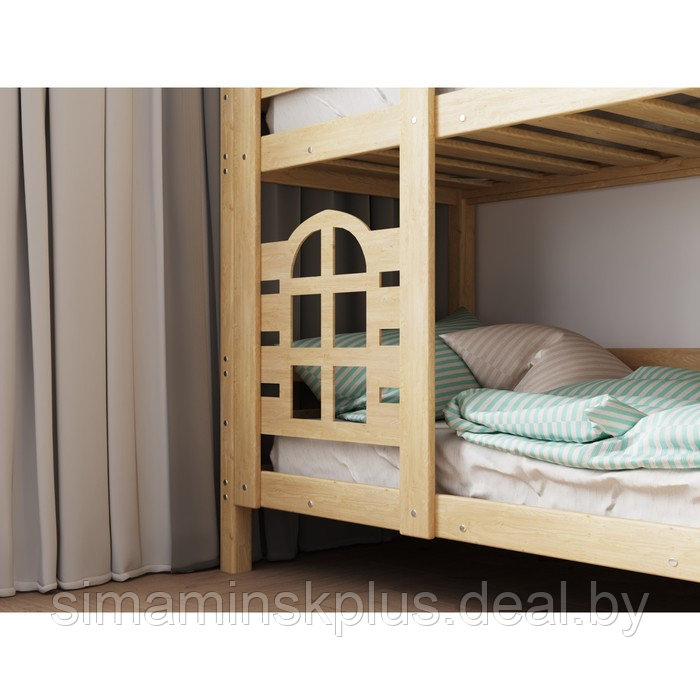 Двухъярусная кровать-домик «Бэби люкс», 800 × 1600 мм, массив, без покрытия, цвет сосна - фото 4 - id-p198028565