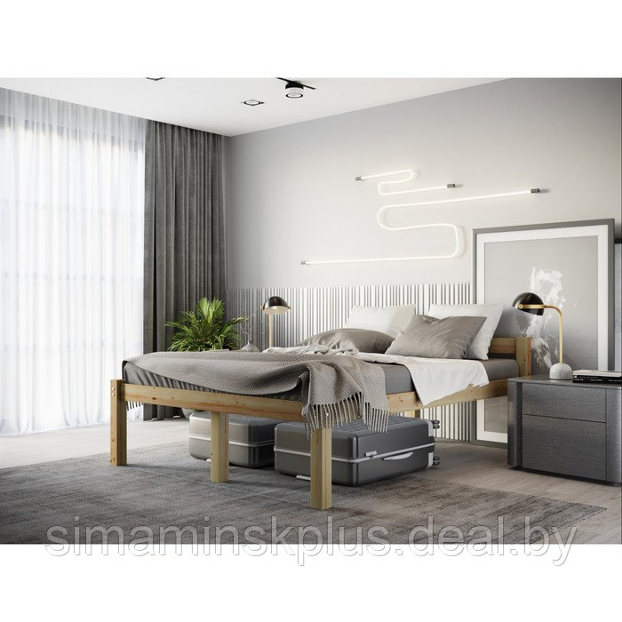 Высокая кровать «Геральд», 1200 × 2000 мм, массив, без покрытия, цвет сосна - фото 1 - id-p198028711