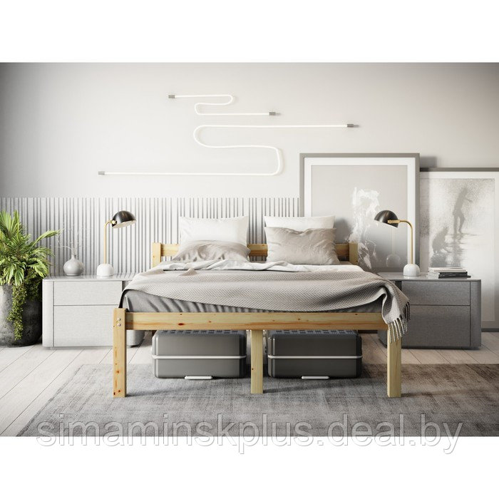 Высокая кровать «Геральд», 1200 × 2000 мм, массив, без покрытия, цвет сосна - фото 2 - id-p198028711